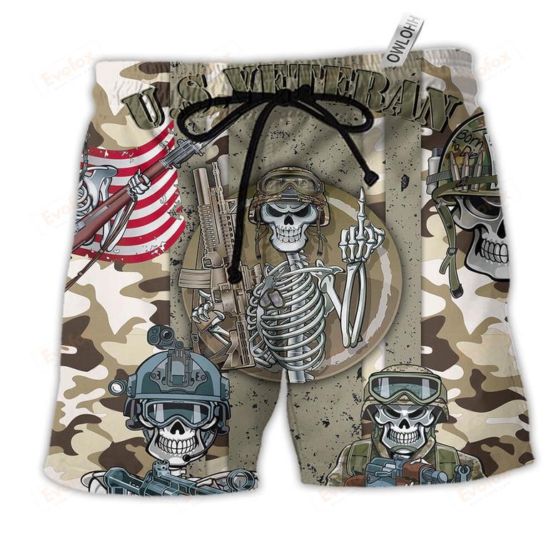 Veteran US Skull Style Beach Short