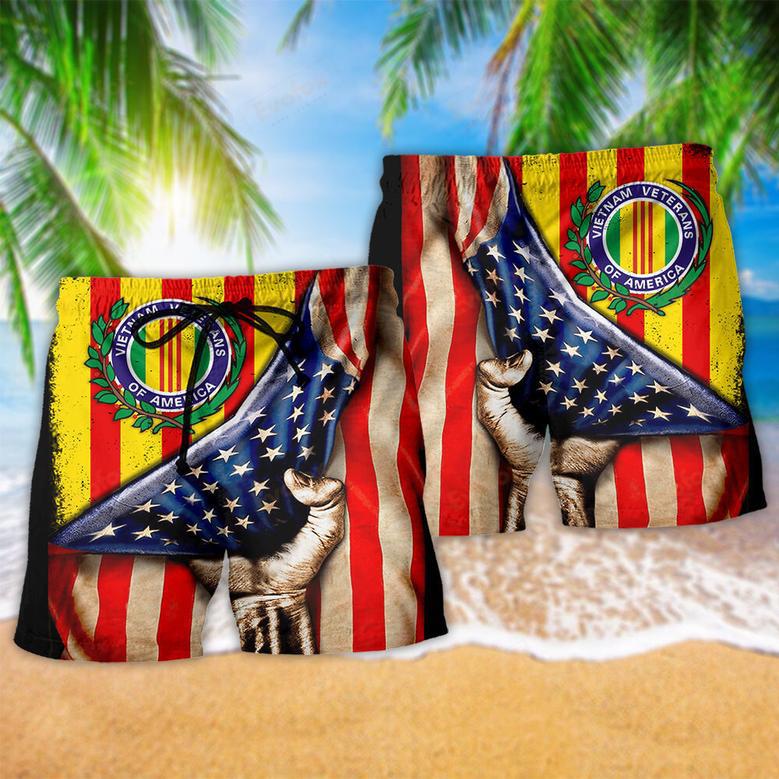 Vietnam Veteran I Love Freedom Stunning Color Beach Short