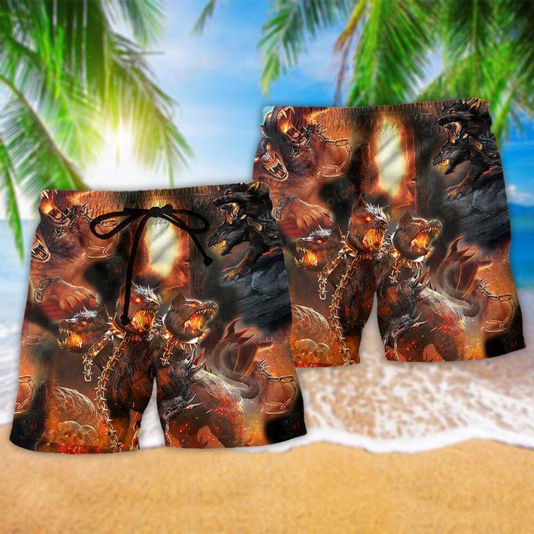 Viking Dog Amazing Cerberus Greek Mythology Beach Short