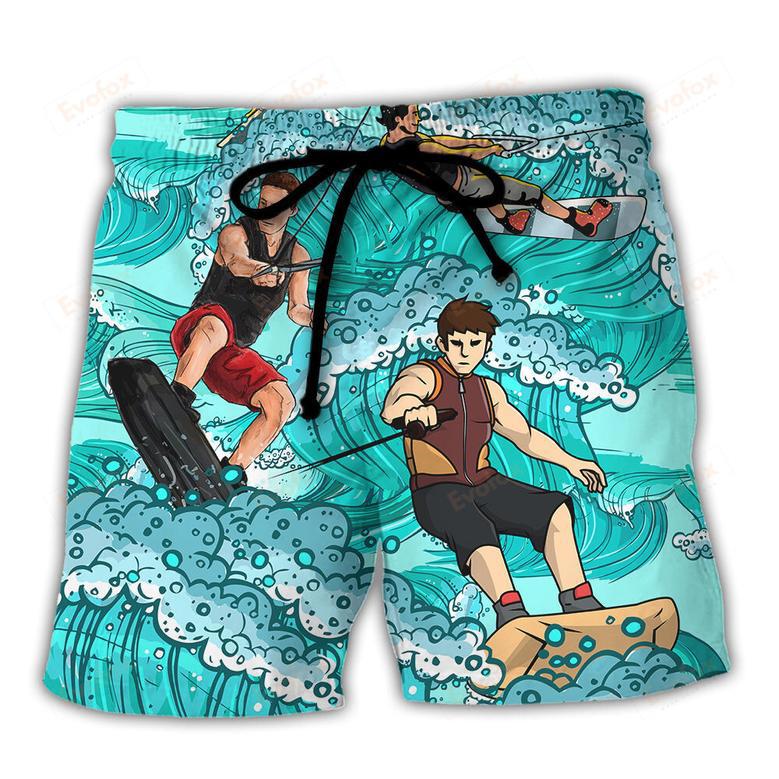 Waterskiing Sorry Can't Talk I'm On Another Line Funny Gift Lover Water Skiing Beach Short