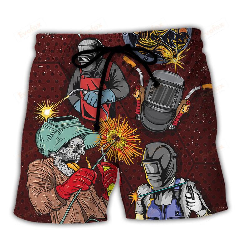 Welding Saved Me From Being a Pornstar Funny Welding Quote Gift Lover Welding Beach Short