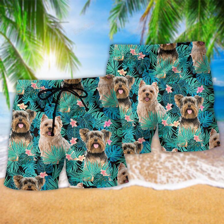 Yorkshire Terrier Tropical Floral Beach Short