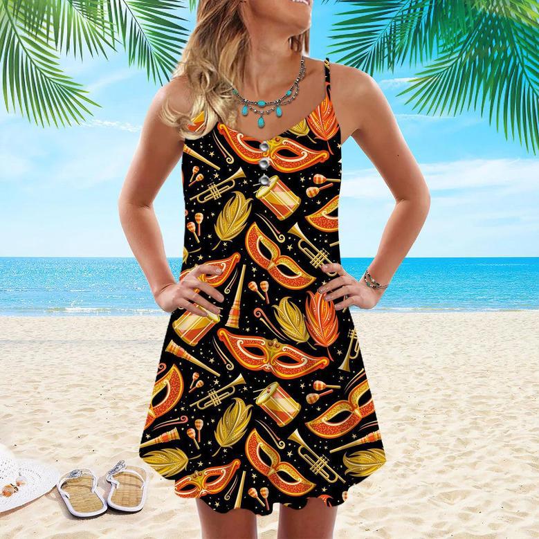 A Happy Carnival is Coming Spaghetti Strap Summer Dress