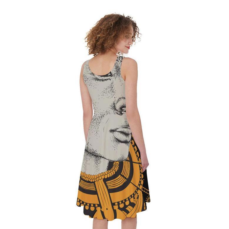 African Style Print Sleeveless Knee Length Dress