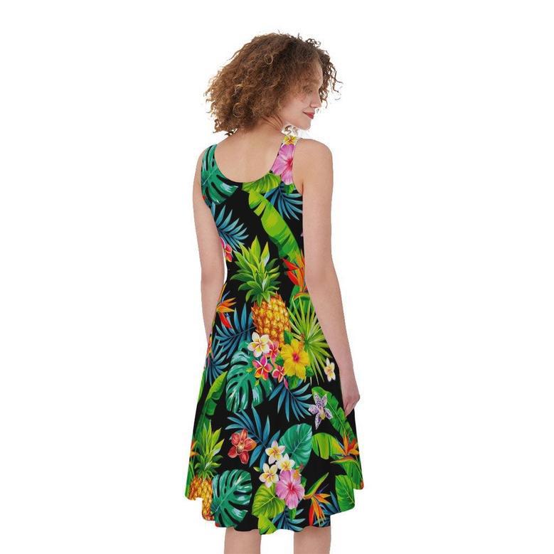 Aloha Hawaiian Tropical Pattern Print Sleeveless Knee Length Dress