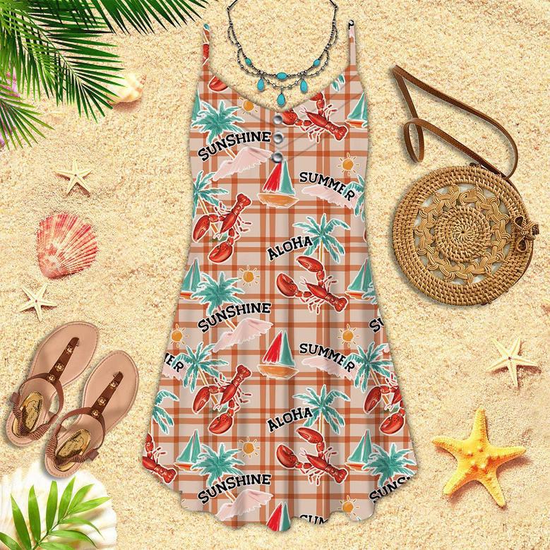 Aloha Summer Lobster To Sunshine Spaghetti Strap Summer Dress