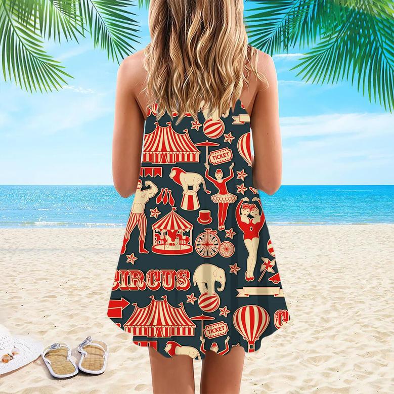 Amazing Retro Circus Spaghetti Strap Summer Dress