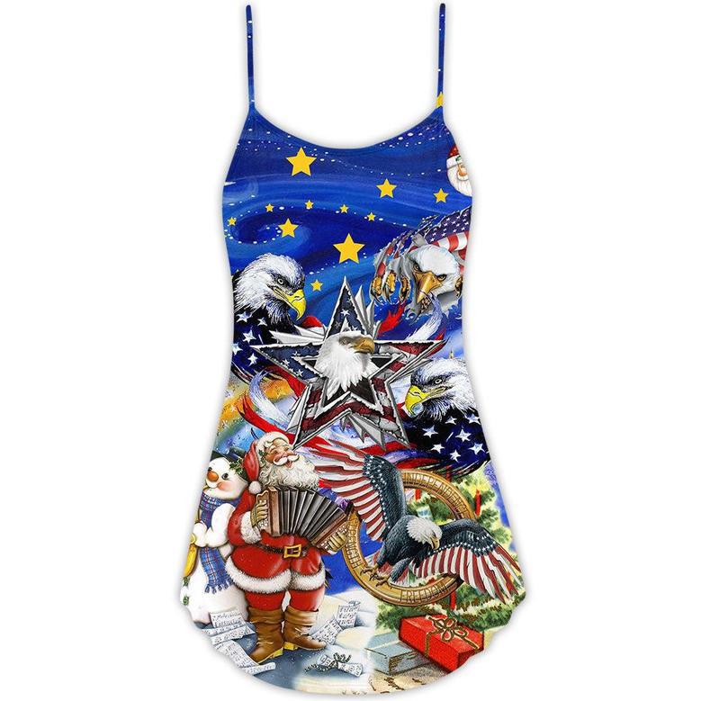 America Flag Eagle Victory Christmas - V-Neck Sleeveless Cami Dress