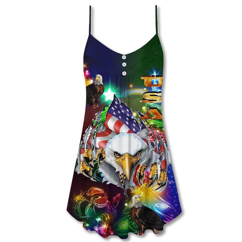 America Love Eagle Christmas - V-Neck Sleeveless Cami Dress