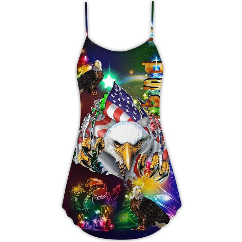 America Love Eagle Christmas - V-Neck Sleeveless Cami Dress