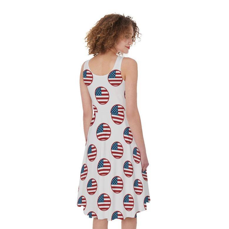 American Circle Flag Pattern Print Sleeveless Knee Length Dress