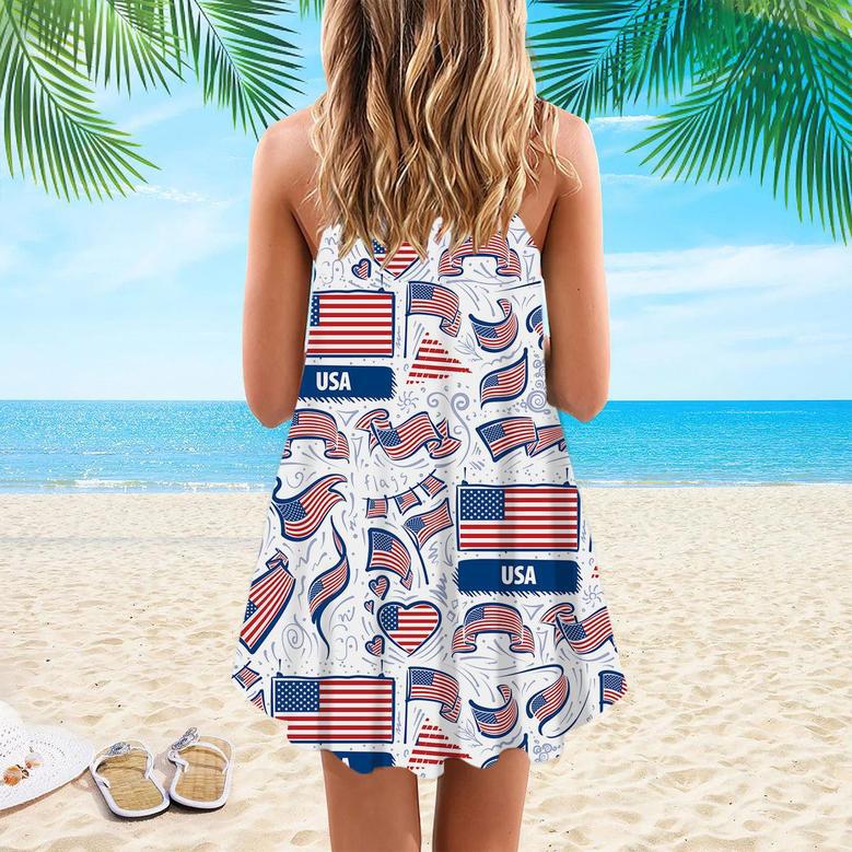 American Flag Spaghetti Strap Summer Dress