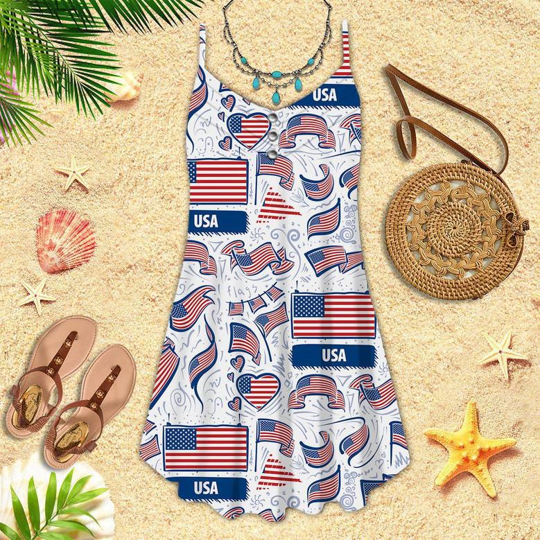 American Flag Spaghetti Strap Summer Dress