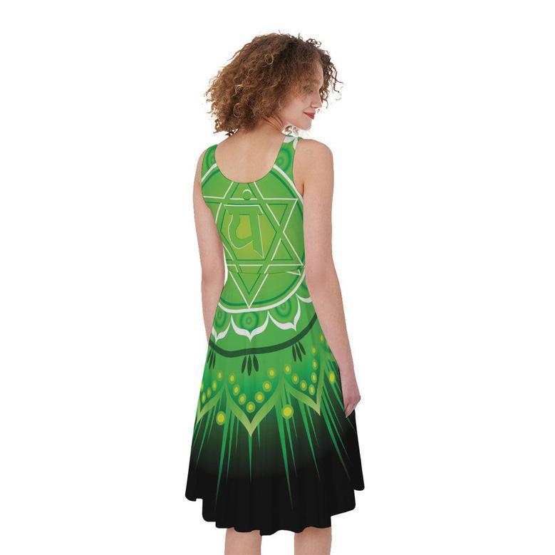 Anahata Chakra Mandala Print Sleeveless Knee Length Dress