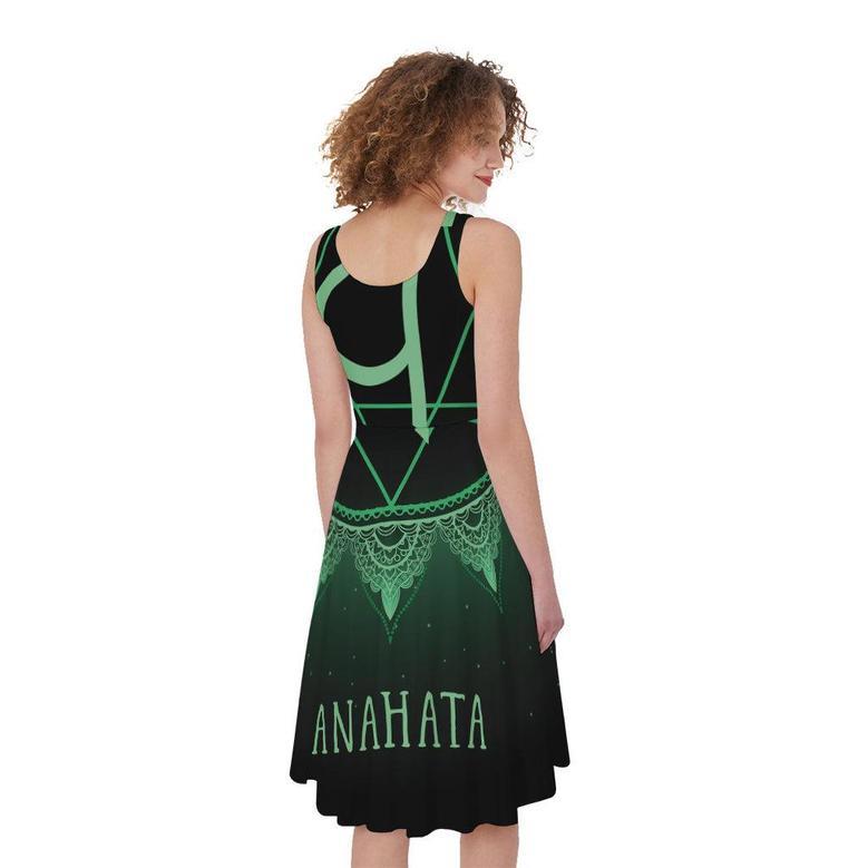 Anahata Chakra Symbol Print Sleeveless Knee Length Dress