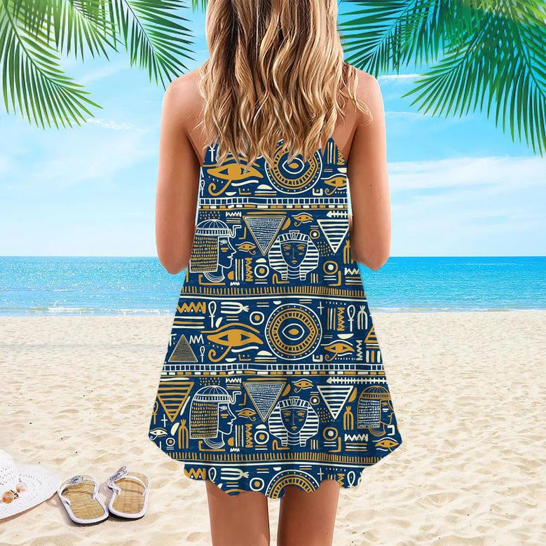 Ancient Egyptian Tribal Spaghetti Strap Summer Dress