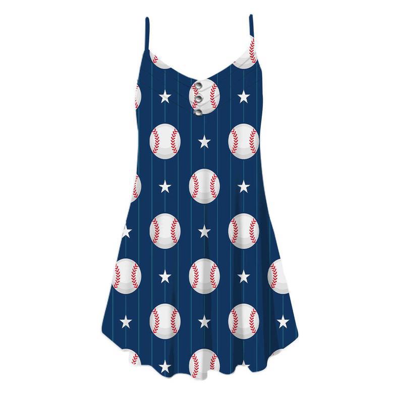 Baseball Sport Spaghetti Strap Summer Dress