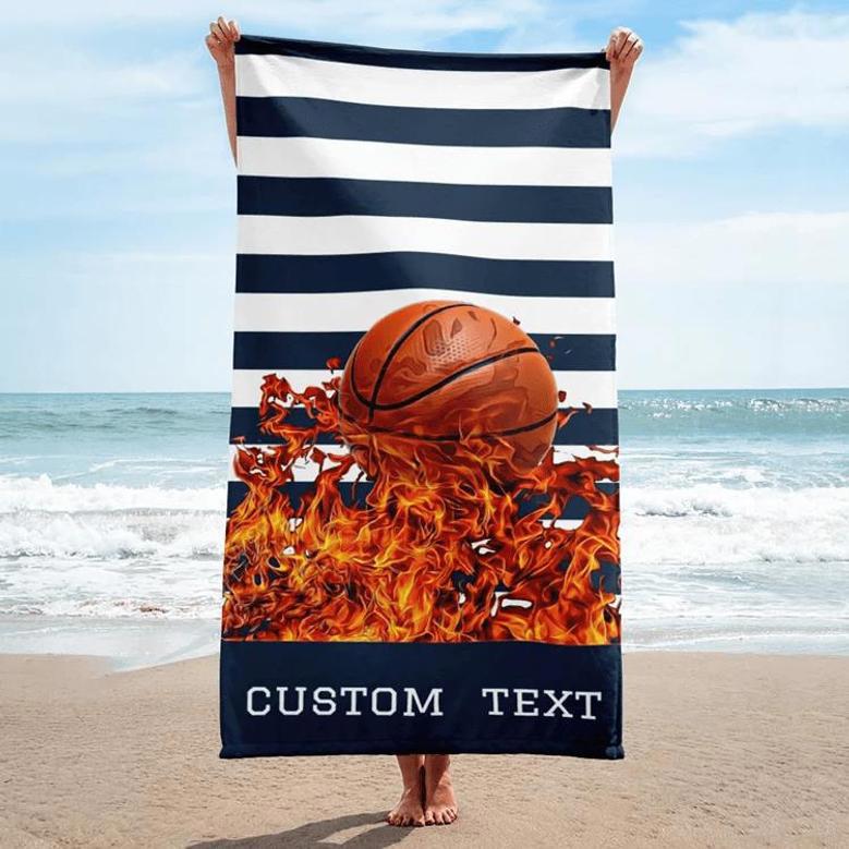 Basketball Design Personalized Beach Towels Adults Kids Unique Fun