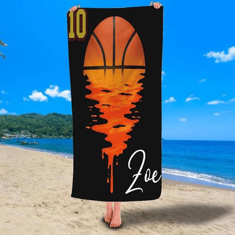 Basketball Design Personalized Beach Towels Adults Kids Unique Fun