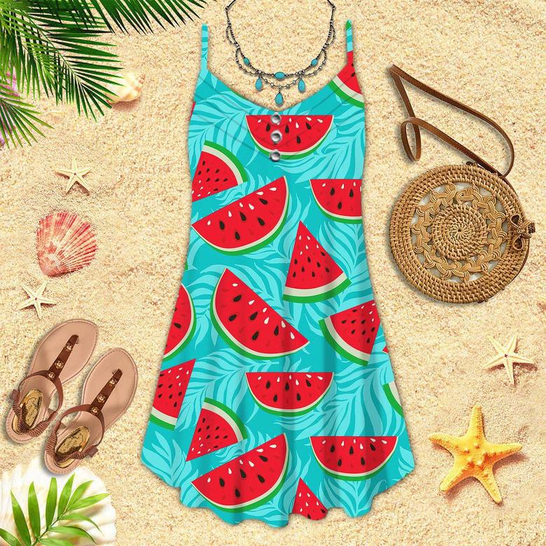 Be As Cool As Watermelon Spaghetti Strap Summer Dress