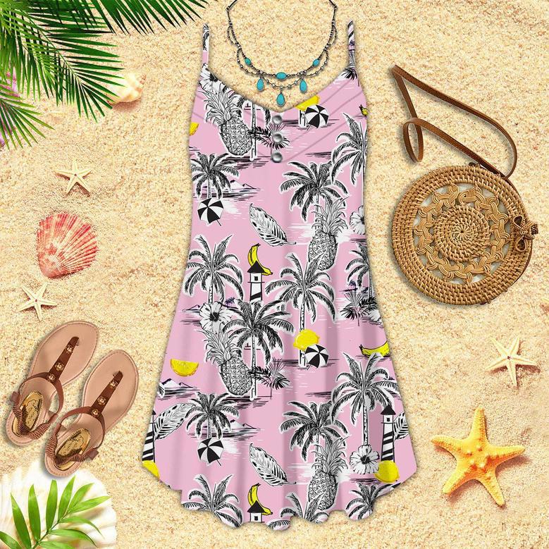 Beautiful Island With Palm Trees Spaghetti Strap Summer Dress