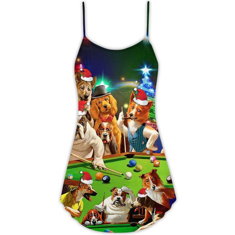 Billiard Vintage Dogs Christmas - V-Neck Sleeveless Cami Dress