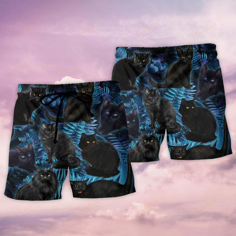 Black Cat Midnight In Jungle Beach Short