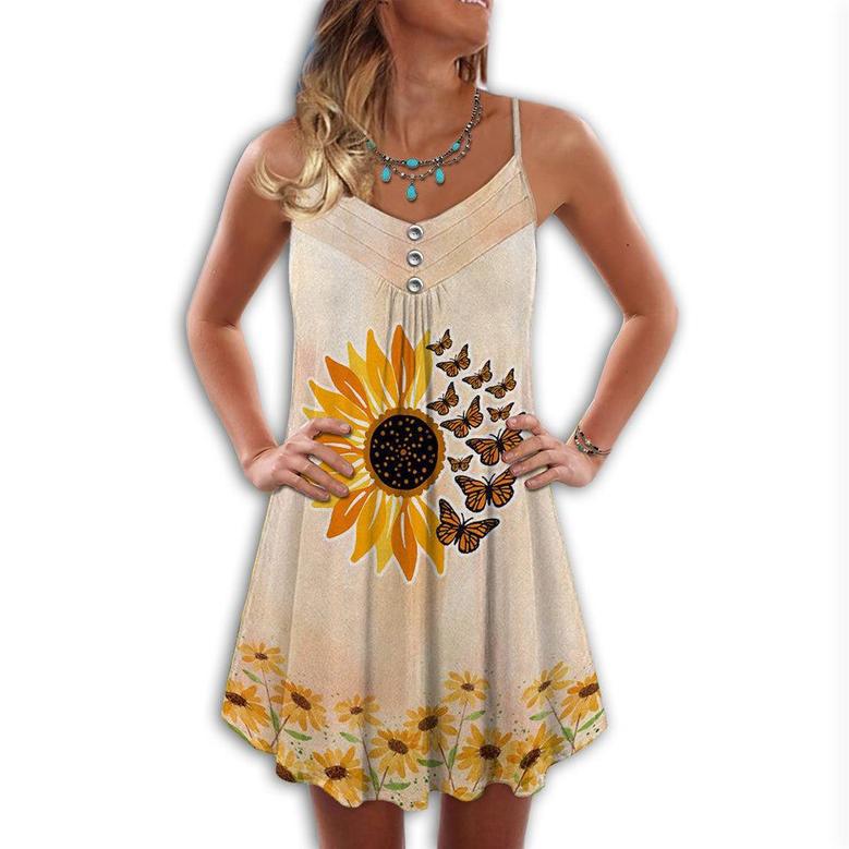 Butterfly And Sunflower Loves Summer - Summer Dress