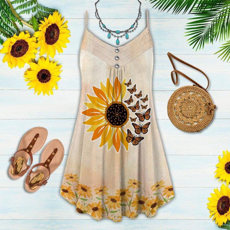 Butterfly And Sunflower Loves Summer - Summer Dress