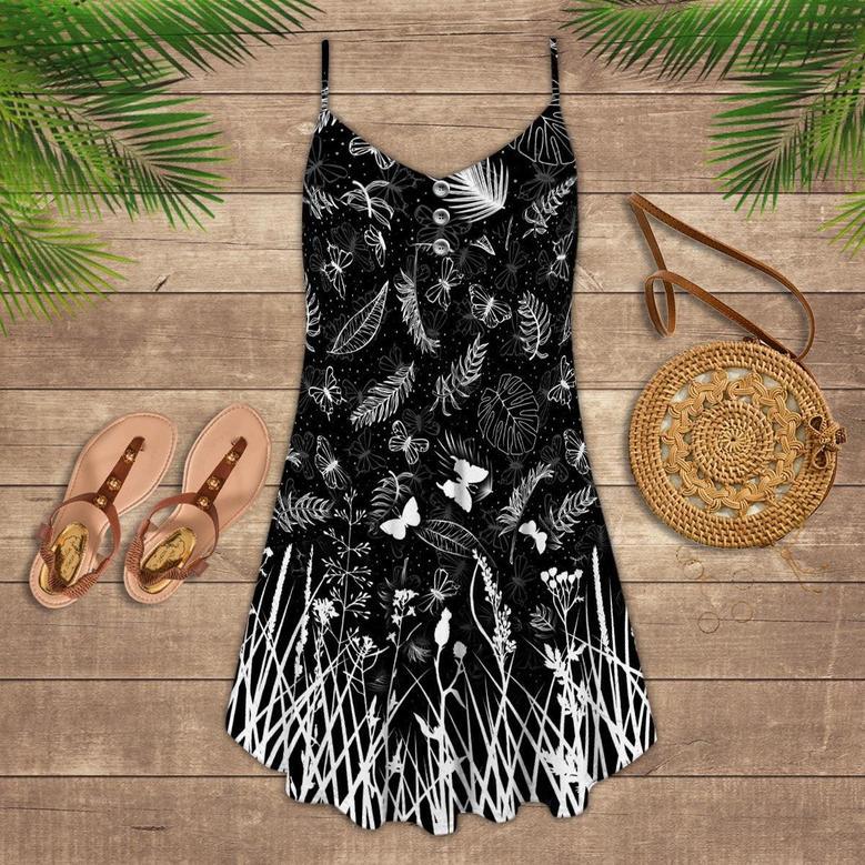 Butterfly Black And White Grass - Summer Dress