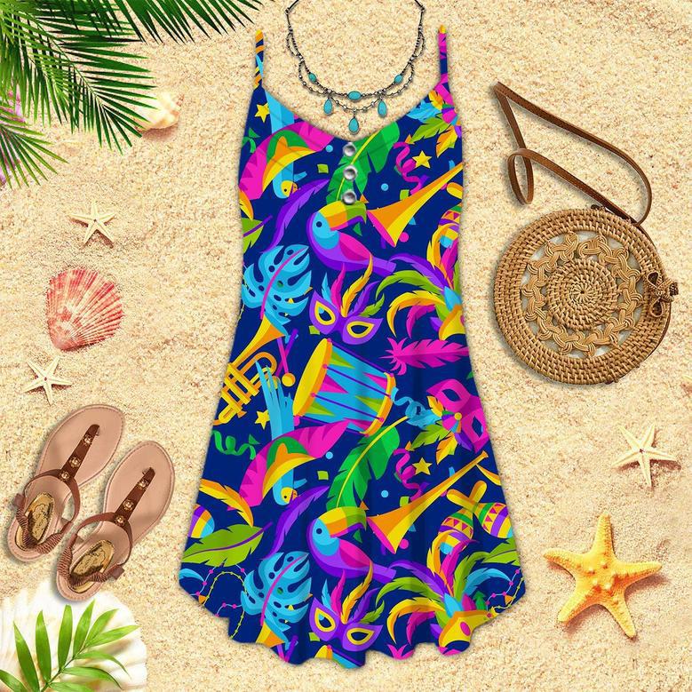 Carnival A Happy Carnival Is Coming Spaghetti Strap Summer Dress