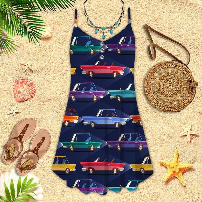 Cars Retro Style Spaghetti Strap Summer Dress