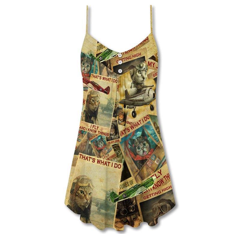 Cat Amazing Pilot Vintage Style - V-Neck Sleeveless Cami Dress