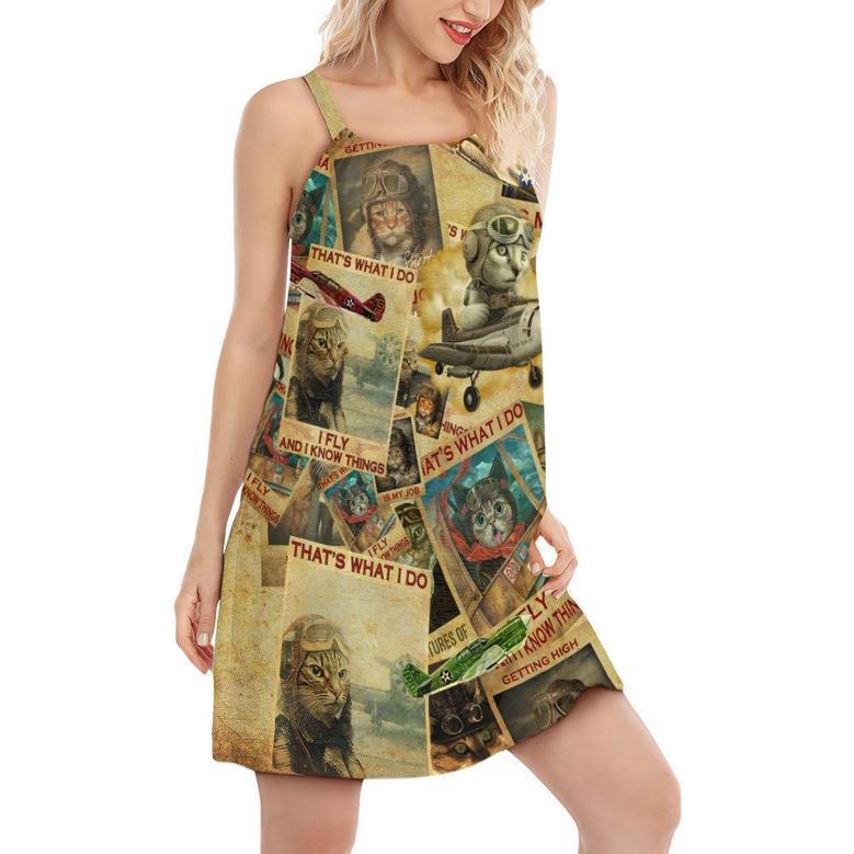 Cat Amazing Pilot Vintage Style - Women's Sleeveless Cami Dress