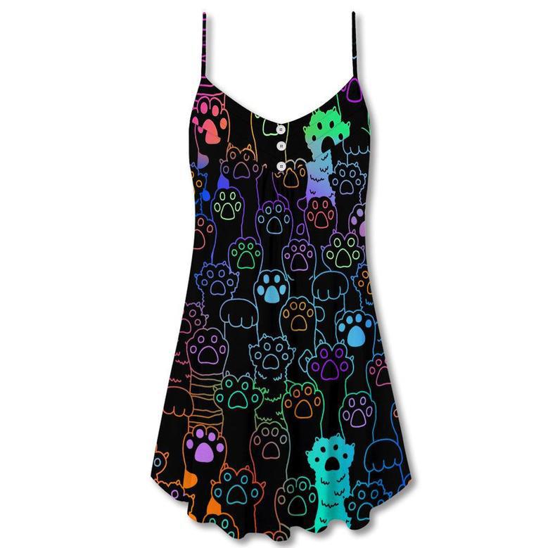 Cat Cutie Little Paw - V-Neck Sleeveless Cami Dress