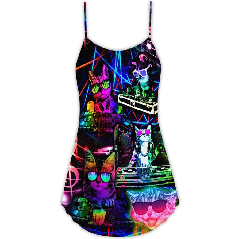 Cat Dj Cool Life - V-Neck Sleeveless Cami Dress