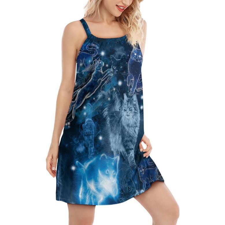 Cat Love Blue Neon Stunning - Women's Sleeveless Cami Dress