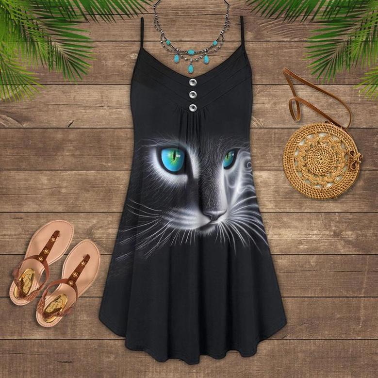 Cat Love Summer Vibes Black Style - Summer Dress