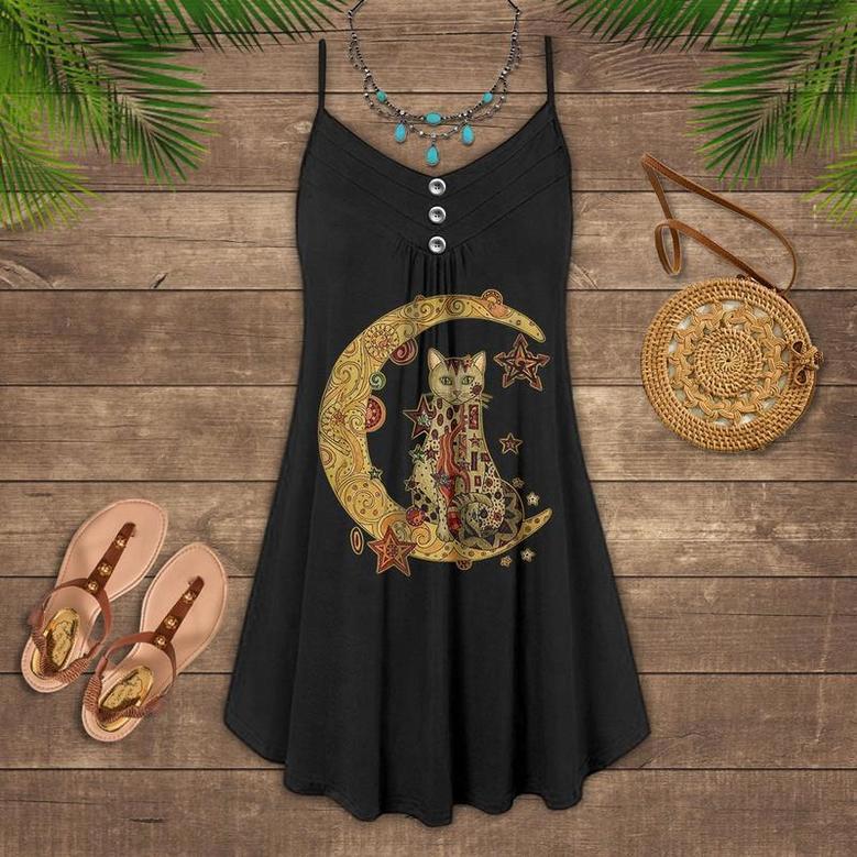 Cat Love Summer Vibes On The Moon - Summer Dress