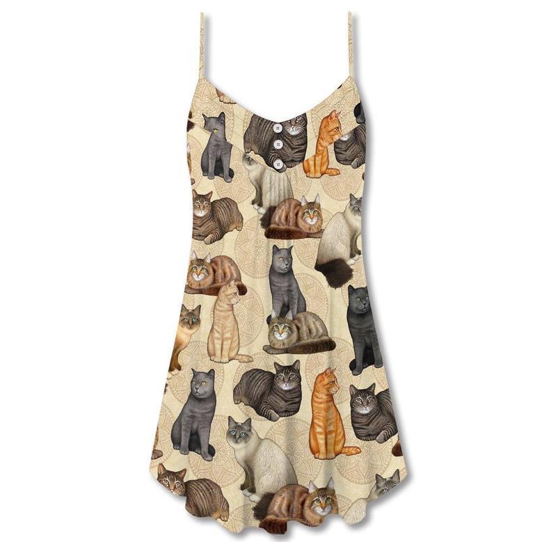 Cat Make Me Happy People Not So Much - V-Neck Sleeveless Cami Dress