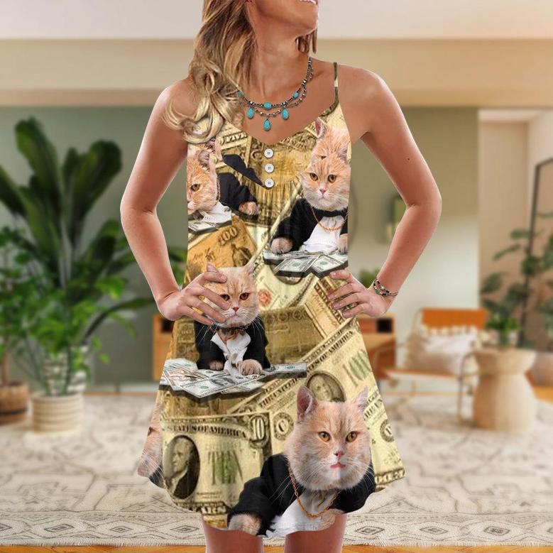 Cat Money Vintage Style - V-Neck Sleeveless Cami Dress