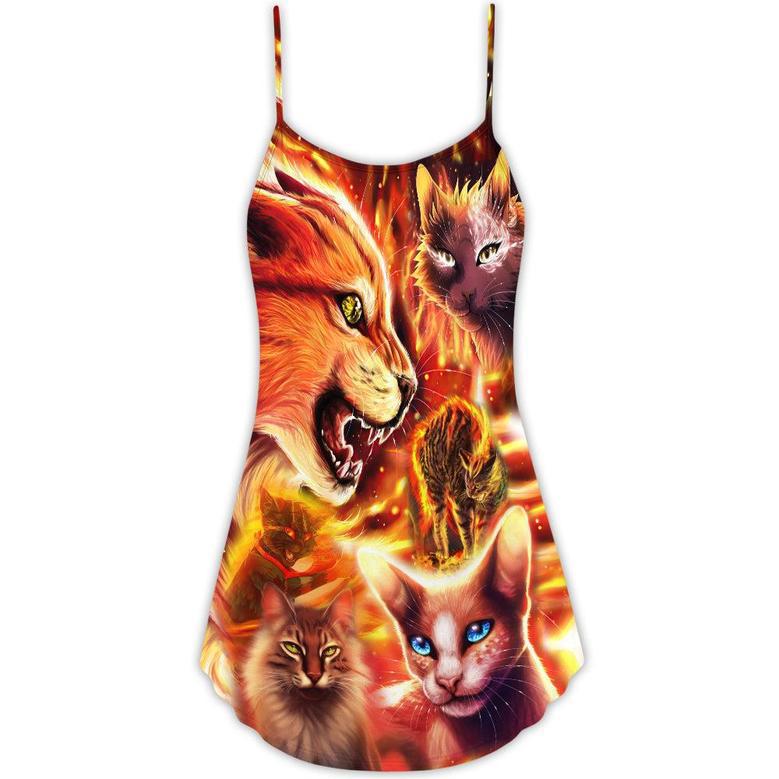 Cat Play Fire Cool Style - V-Neck Sleeveless Cami Dress