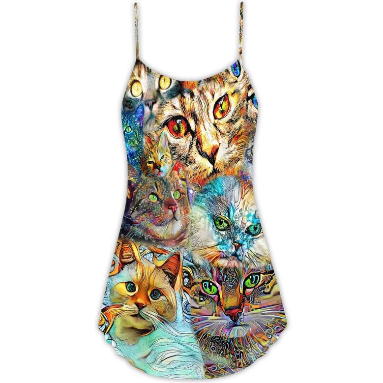 Cat Real Love Cats - V-Neck Sleeveless Cami Dress