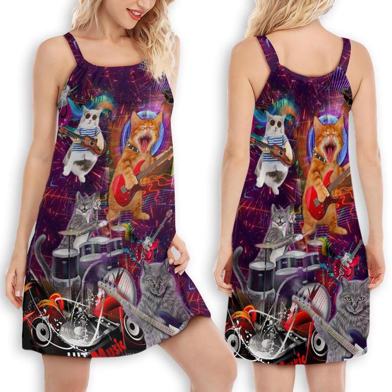 Cat Rocker Funny Style - Women's Sleeveless Cami Dress