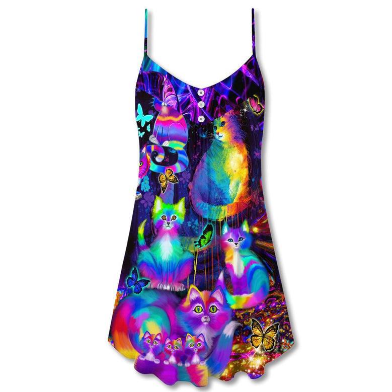 Cat Run The World - V-Neck Sleeveless Cami Dress