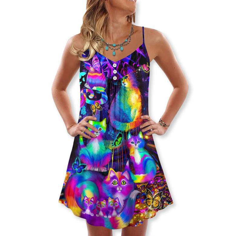 Cat Run The World - V-Neck Sleeveless Cami Dress