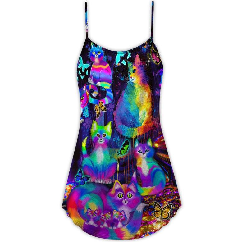 Cat Run The World - V-Neck Sleeveless Cami Dress