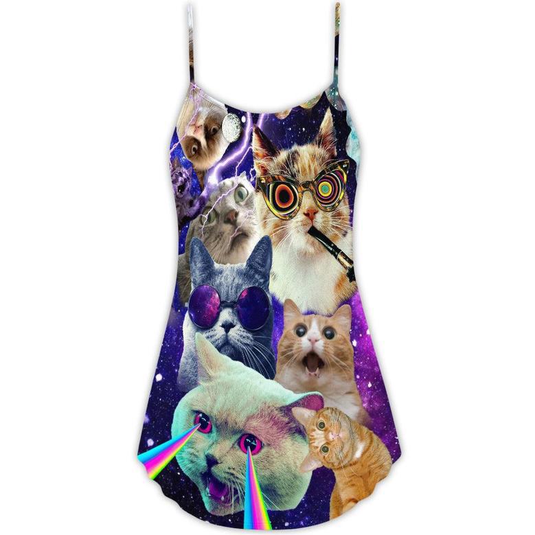 Cat The Battle Flying Cat Rebellion - V-Neck Sleeveless Cami Dress