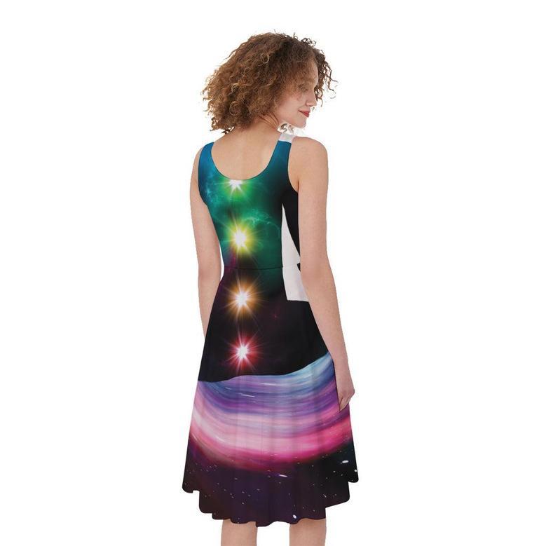 Chakras Of The Universe Print Sleeveless Knee Length Dress