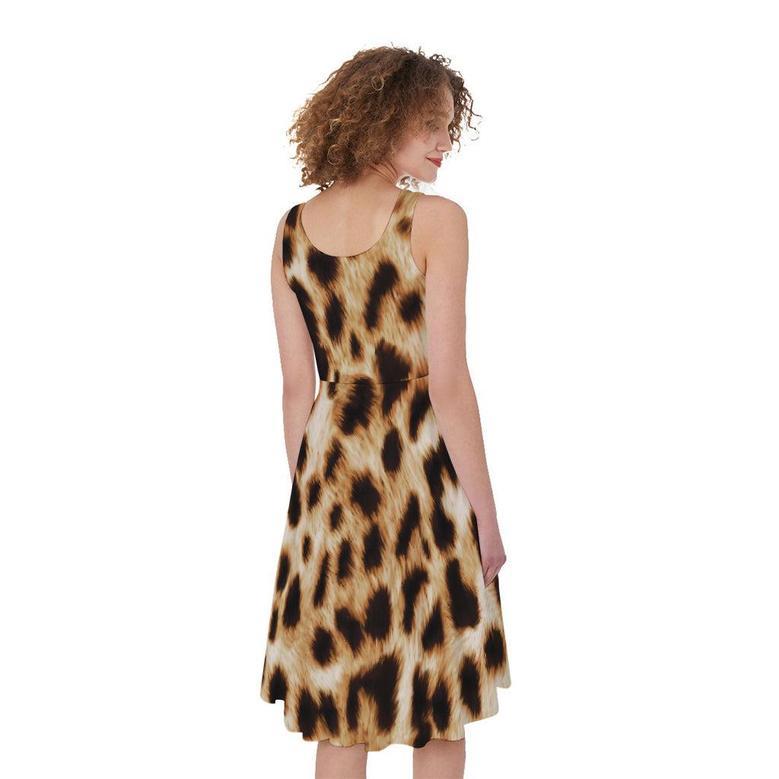 Cheetah Print Sleeveless Knee Length Dress